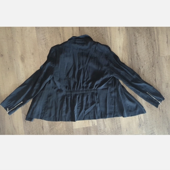 Jones New York Satin Open-Front Blazer Jacket - Vintage Black 90s - Picture 4 of 5